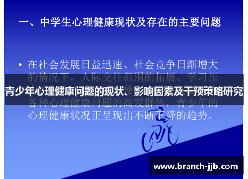 青少年心理健康问题的现状、影响因素及干预策略研究